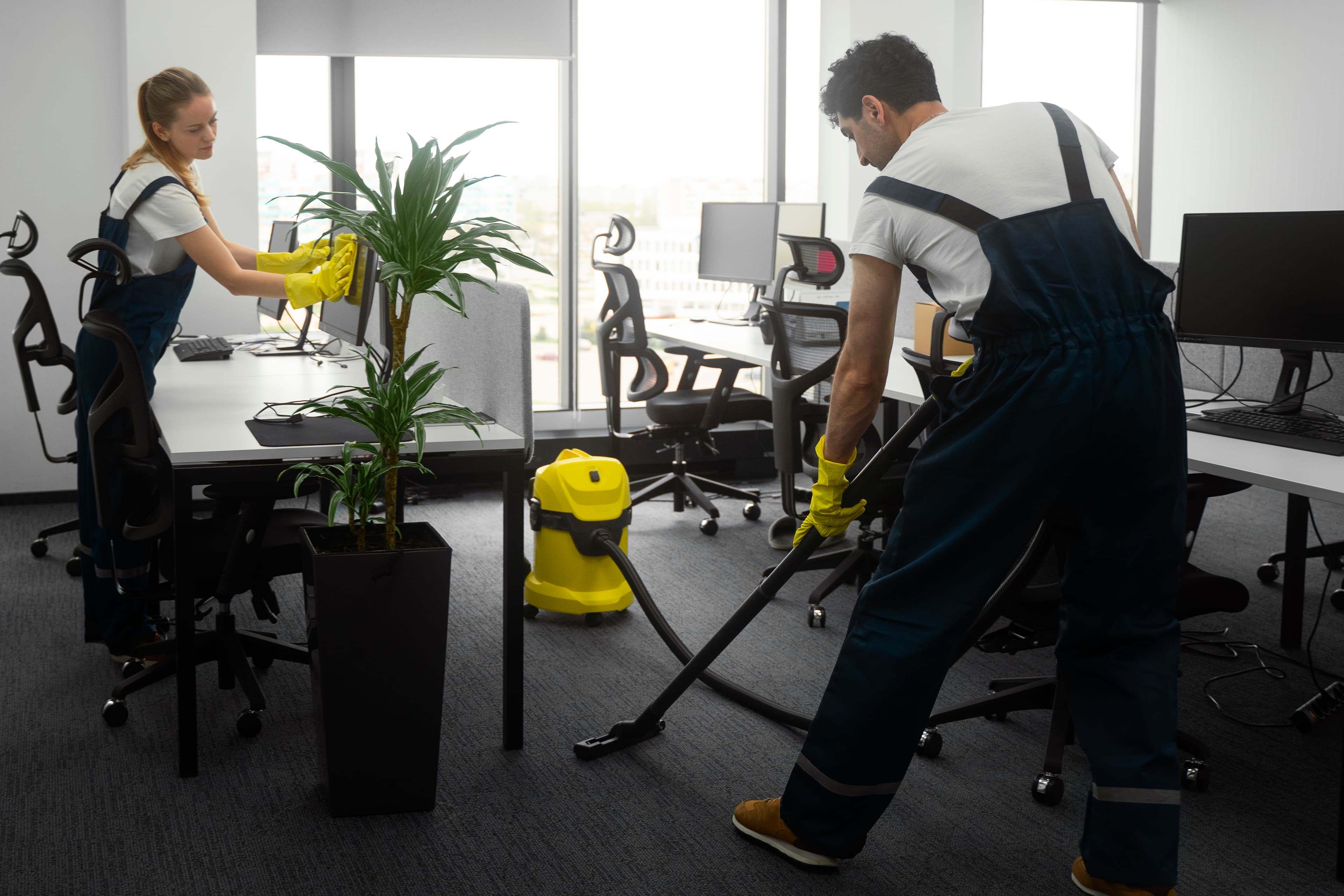 Schoonmaakprofessional aan het werk